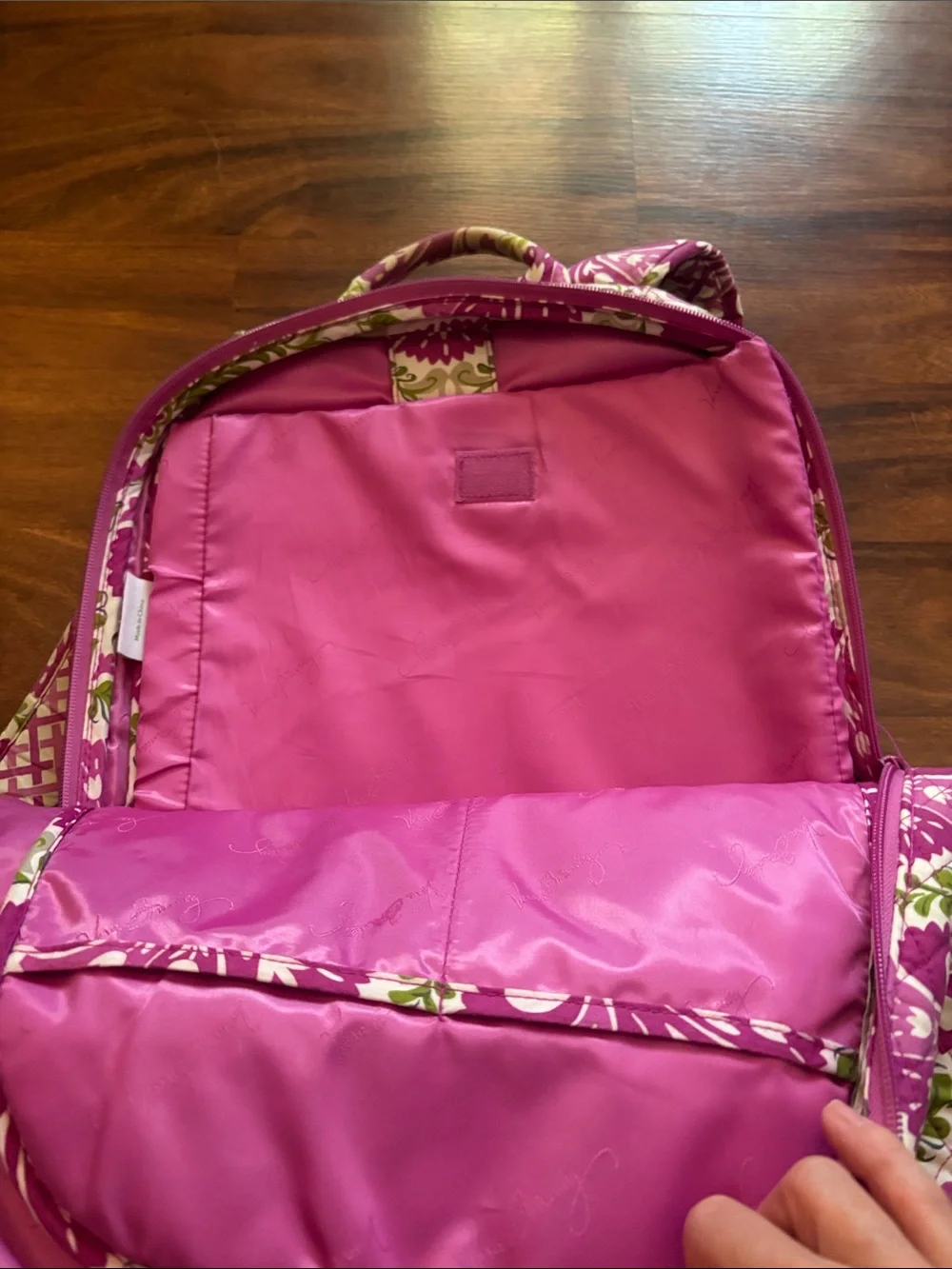 Vera Bradley Julep Tulip Quilted Backpack with Green Accents